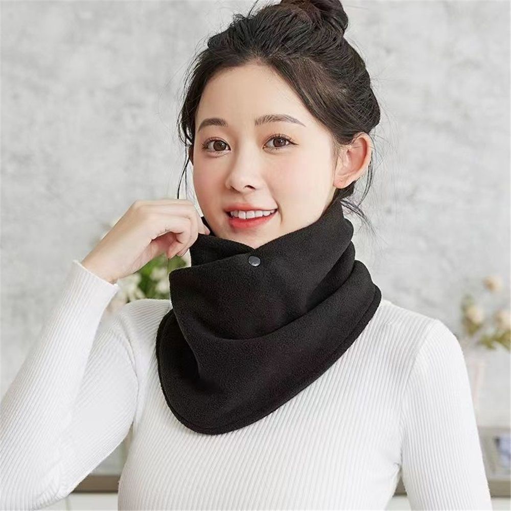 Neck Warmer Scarf for Woman Thickened Warm Neck Gaiter with Two Buttons Riding view 3
