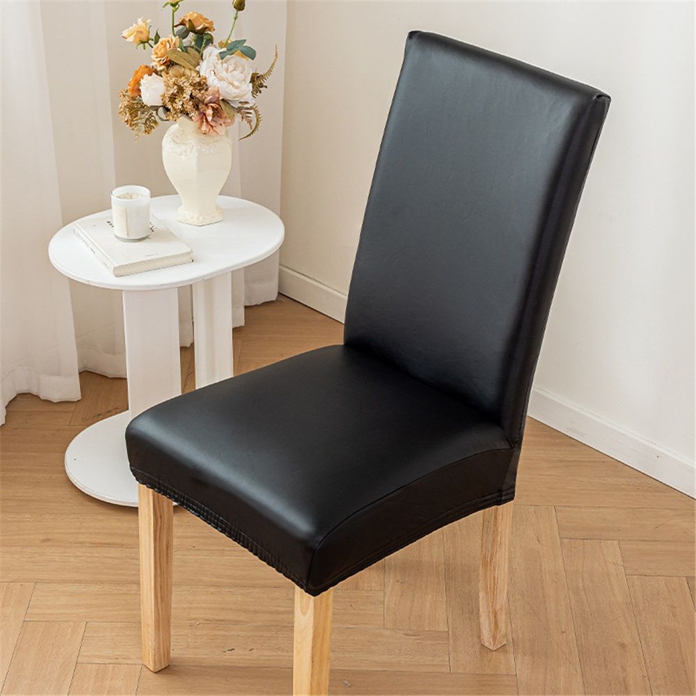 2 pack PU Faux Leather Waterproof Stretch Dining Chair Cover Chair Protector view 2