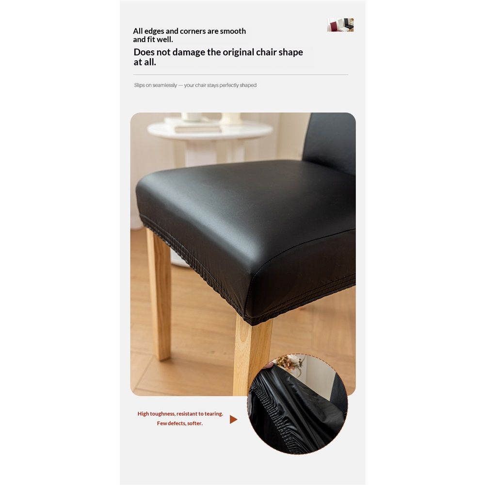 2 pack PU Faux Leather Waterproof Stretch Dining Chair Cover Chair Protector view 5