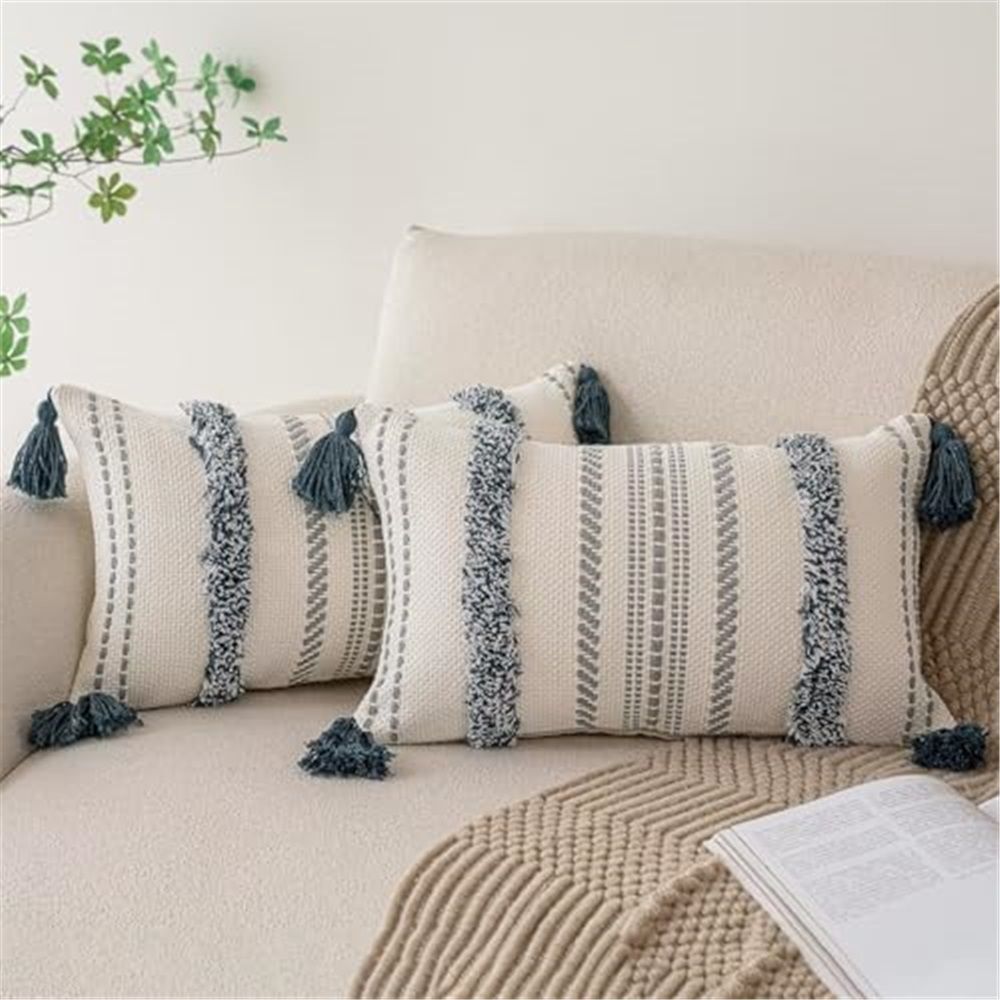 2 pack Throw Pillow Covers Tufted Decorative Pillows Cover for Couch Bed Small