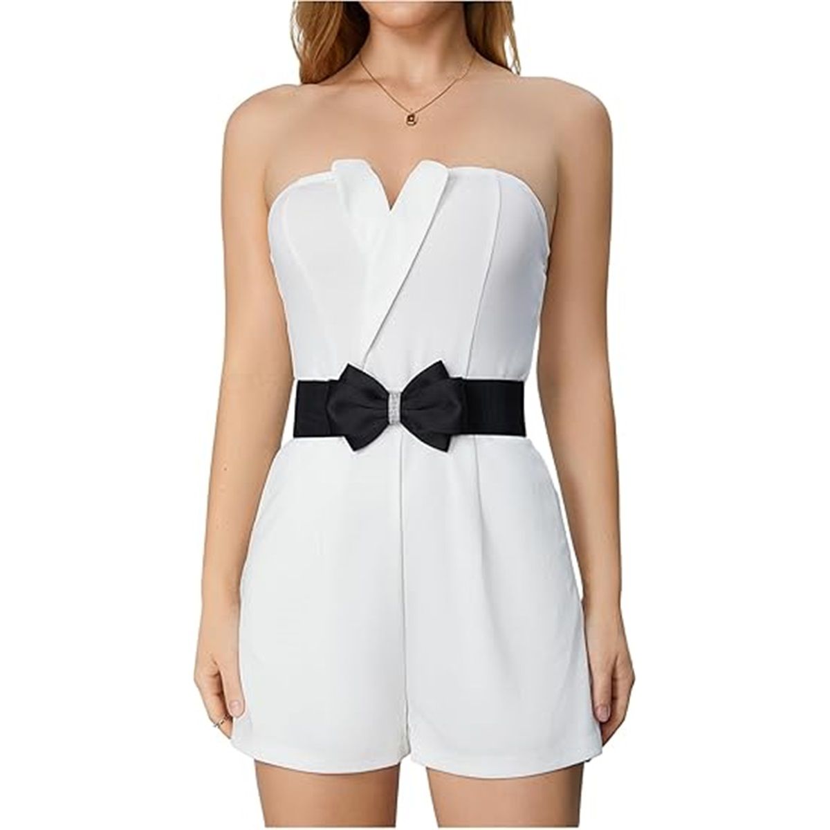 Women's Rhinestone Bow Elastic Wide Belts Stretchy Waist Buckle Belt Women's view 4
