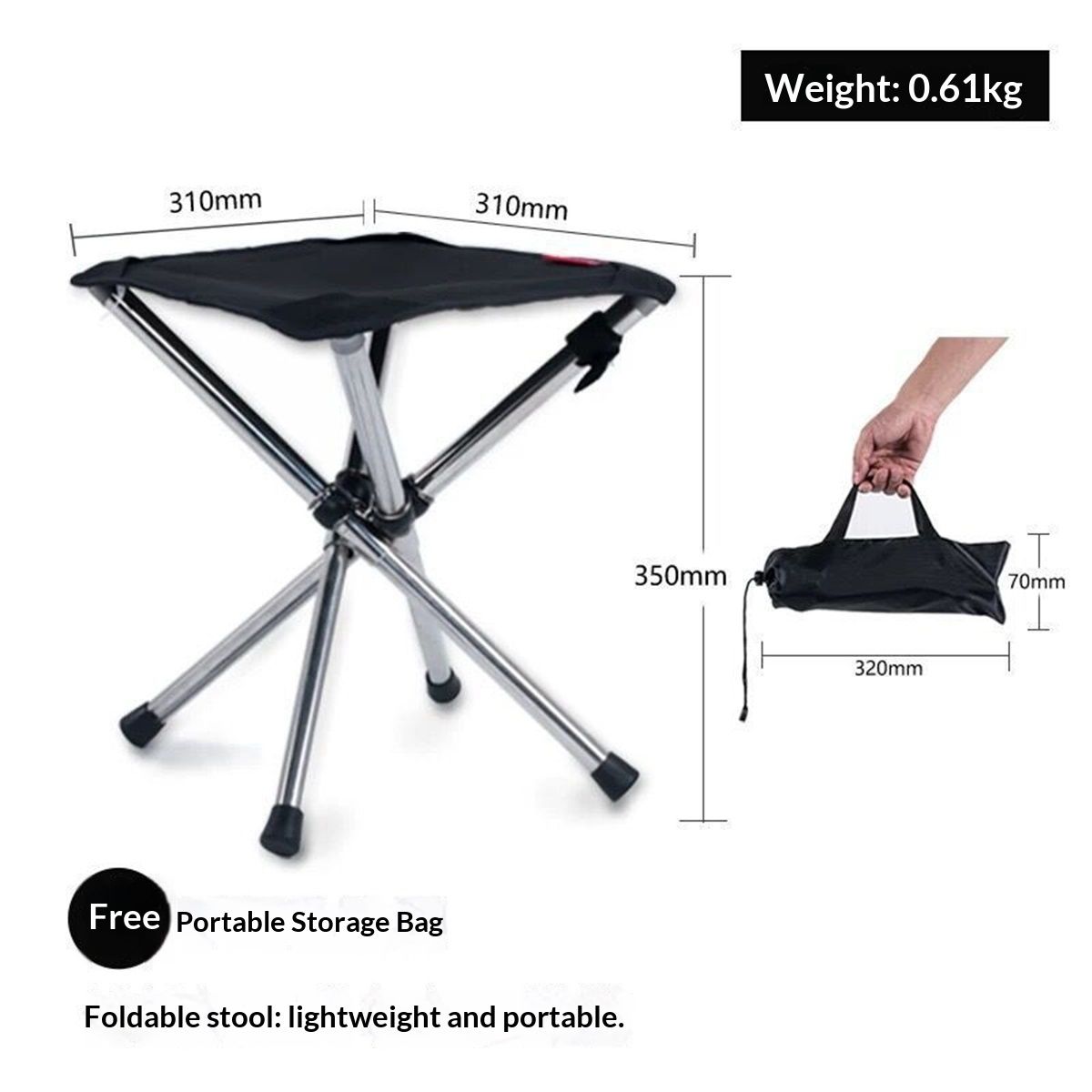 Portable Stool, Folding Chair, Telescopic Compact Foldable Stool with Carry view 4