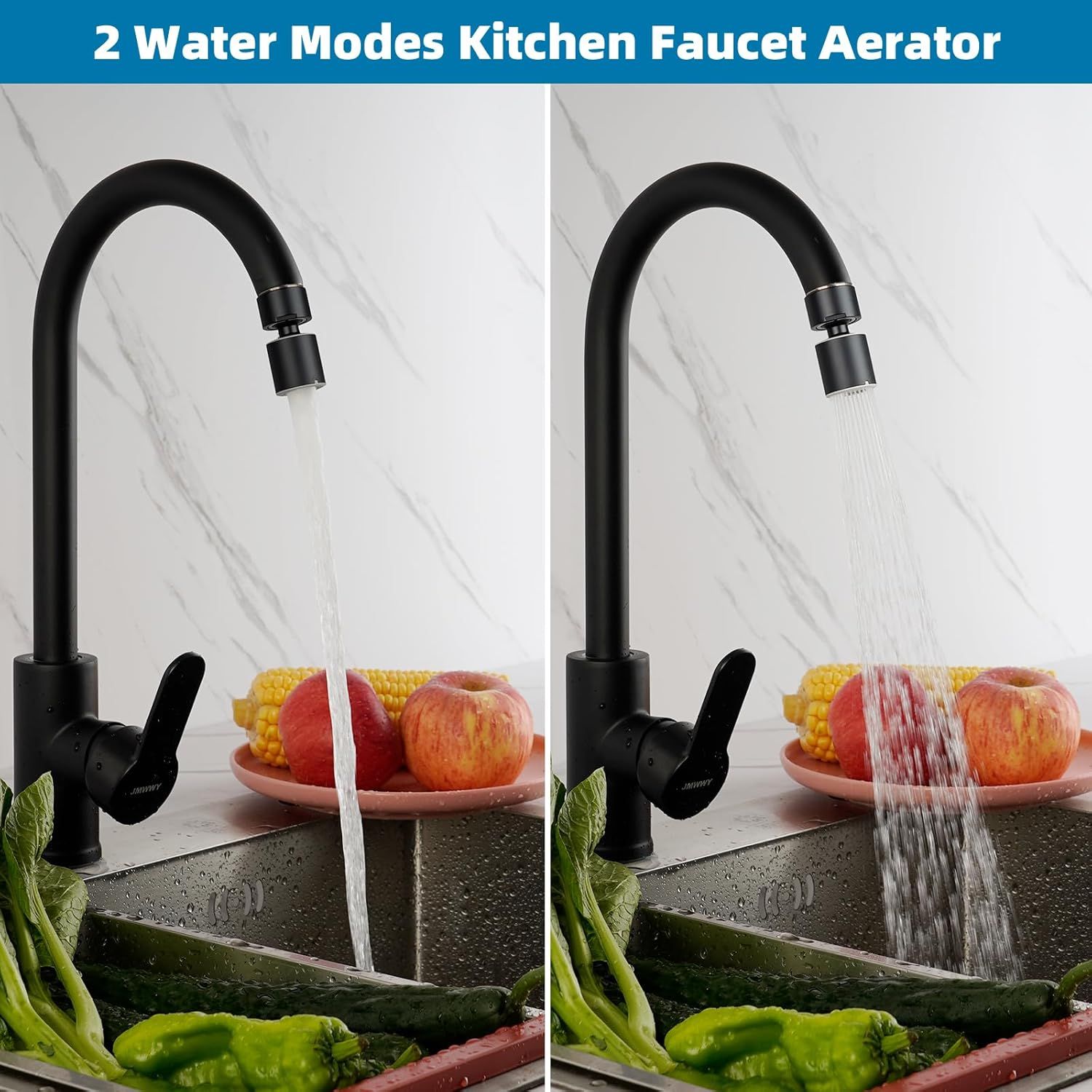 Faucet Aerator, 360° Swivel Kitchen Sink Aerator, 2-Flow Sink Sprayer view 2