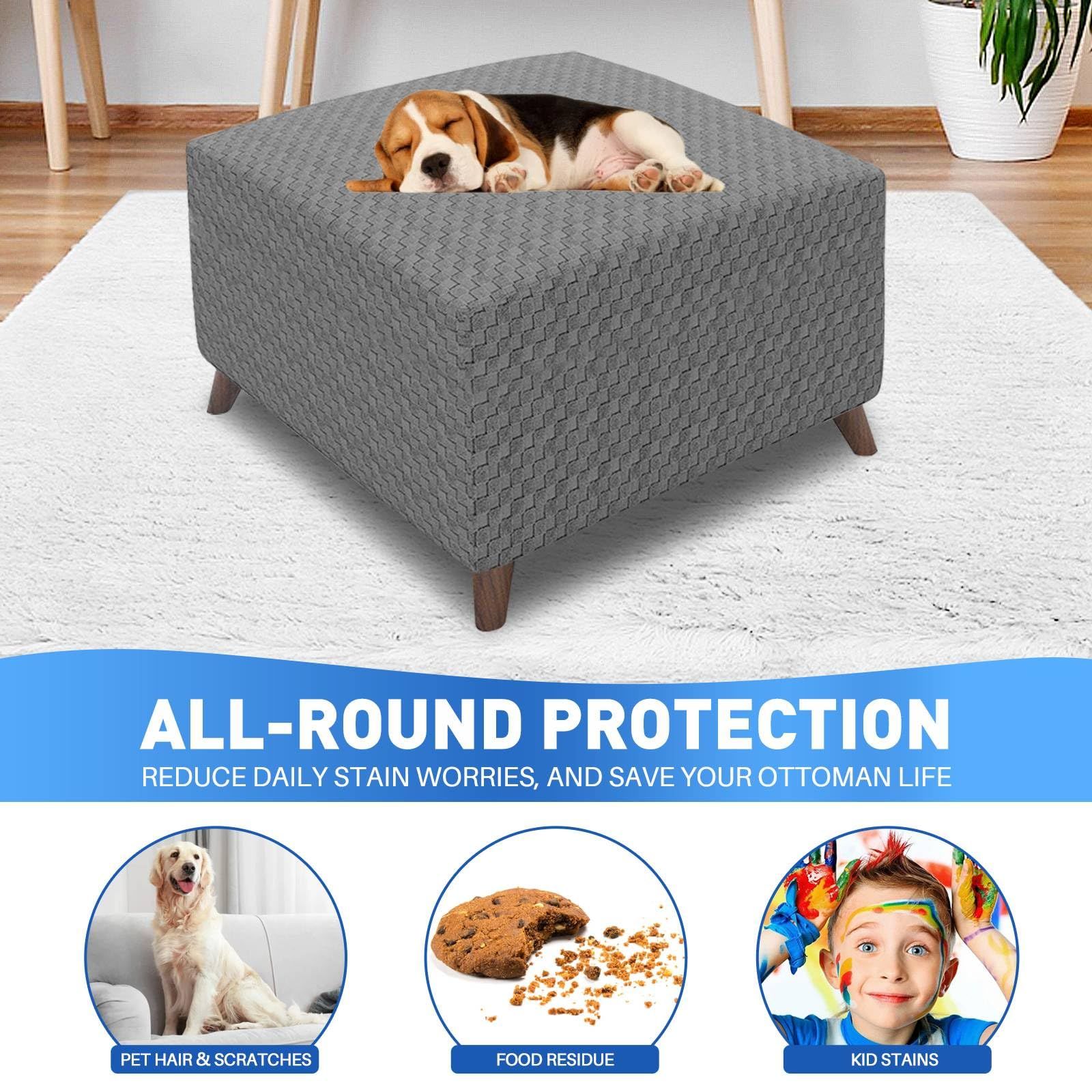 Jacquard Design High Stretch Folding Storage Footstool Protector Rectangle view 2
