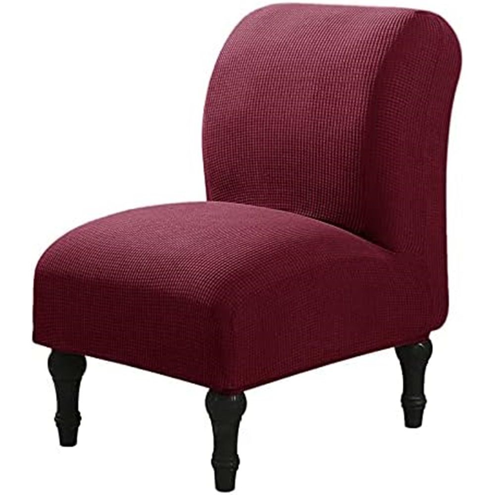 Armless Accent Chair Slipcovers Stretch Red Wine Removable Chair Covers Non