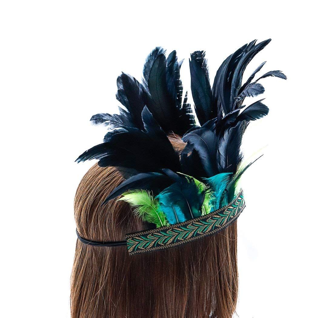 Peacock Feather Fascinator Decorative Feather Headpiece Crown Headdress view 2