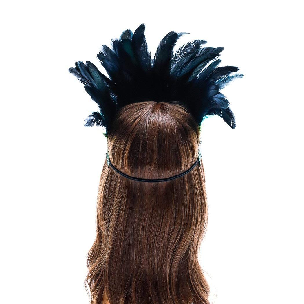 Peacock Feather Fascinator Decorative Feather Headpiece Crown Headdress view 3