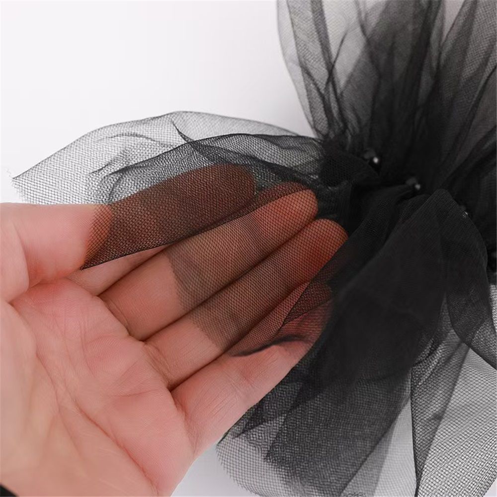 Mesh sleeves, European and American bridal gloves, dark black nail beads view 5