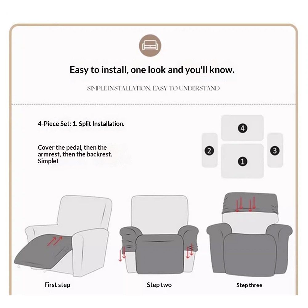 silver fox plush Recliner Chair Covers 1-Piece for Reclining Chair view 5