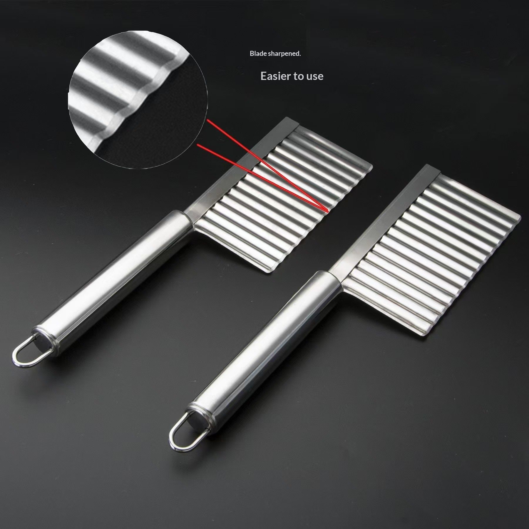 2pcs Home Kitchen Plastic Handle Stainless Steel French Fries Potato Carrot view 3