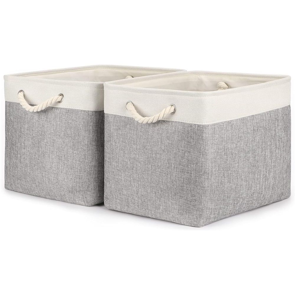 2pcs Cube Storage Bins 28*28*28cm Grey-Black Cube Storage Boxes Collapsible — image 1