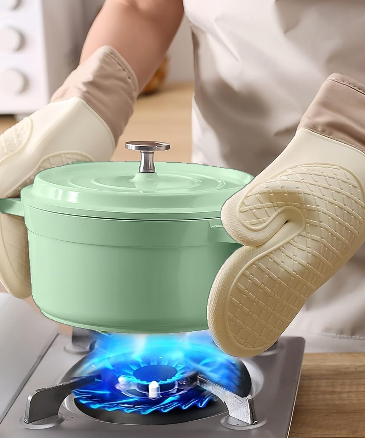 Silicone Oven Mitts，Heat Resistant up to 300°F view 3