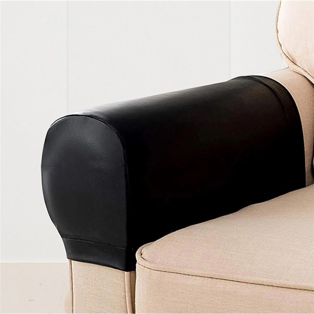 Waterproof Faux Pu Leather Armrest Covers Vintage Stretch Arm Covers for view 2