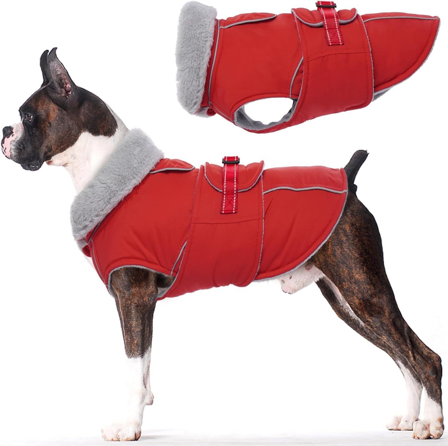Warm Dog Coat Waterproof Dog Jacket Reflective Vest with Adjustable Buckle view 3