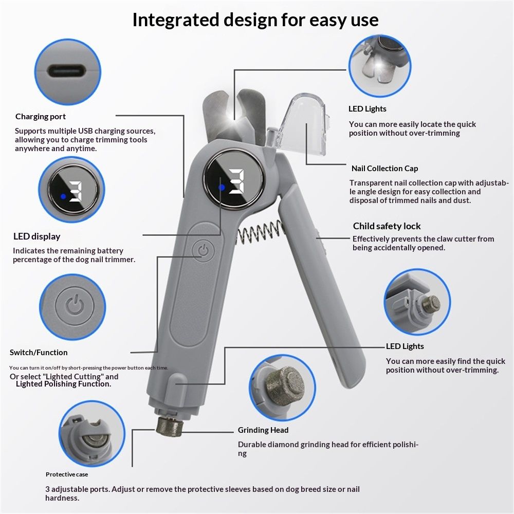 2-in-1 Dog Nail Clippers & Grinder with Light view 3