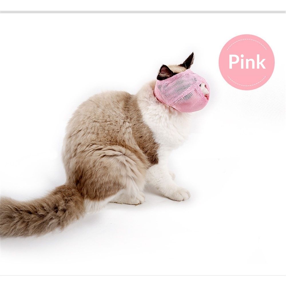 Cat Muzzle Breathable Mesh Pet Muzzle Grooming Prevent Kitty Mask Anti Biting view 2