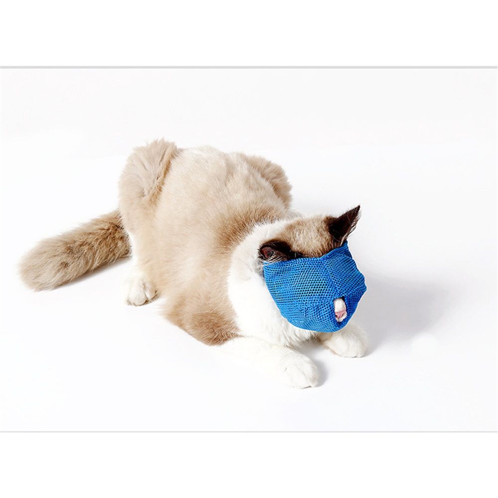 Cat Muzzle Breathable Mesh Pet Muzzle Grooming Prevent Kitty Mask Anti Biting view 4