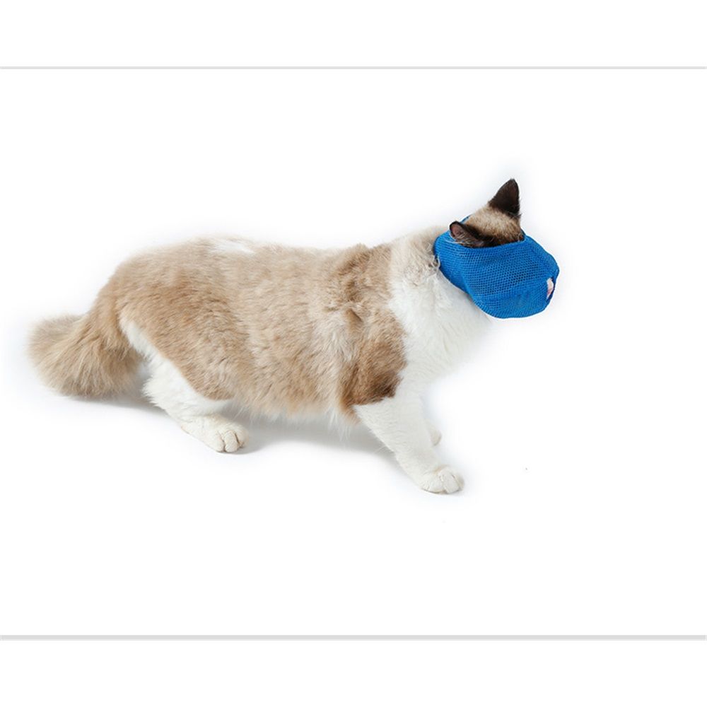 Cat Muzzle Breathable Mesh Pet Muzzle Grooming Prevent Kitty Mask Anti Biting view 5