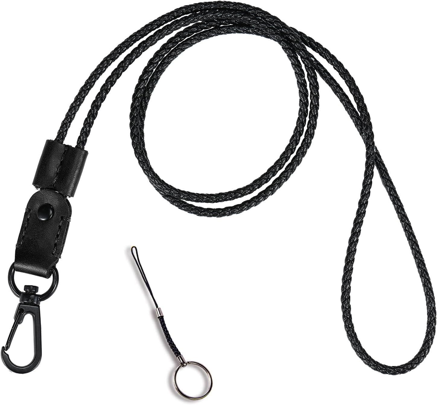 2 Pack of Lanyard, Leather Braided Badge Lanyard for ID Card Holder Keys view 2