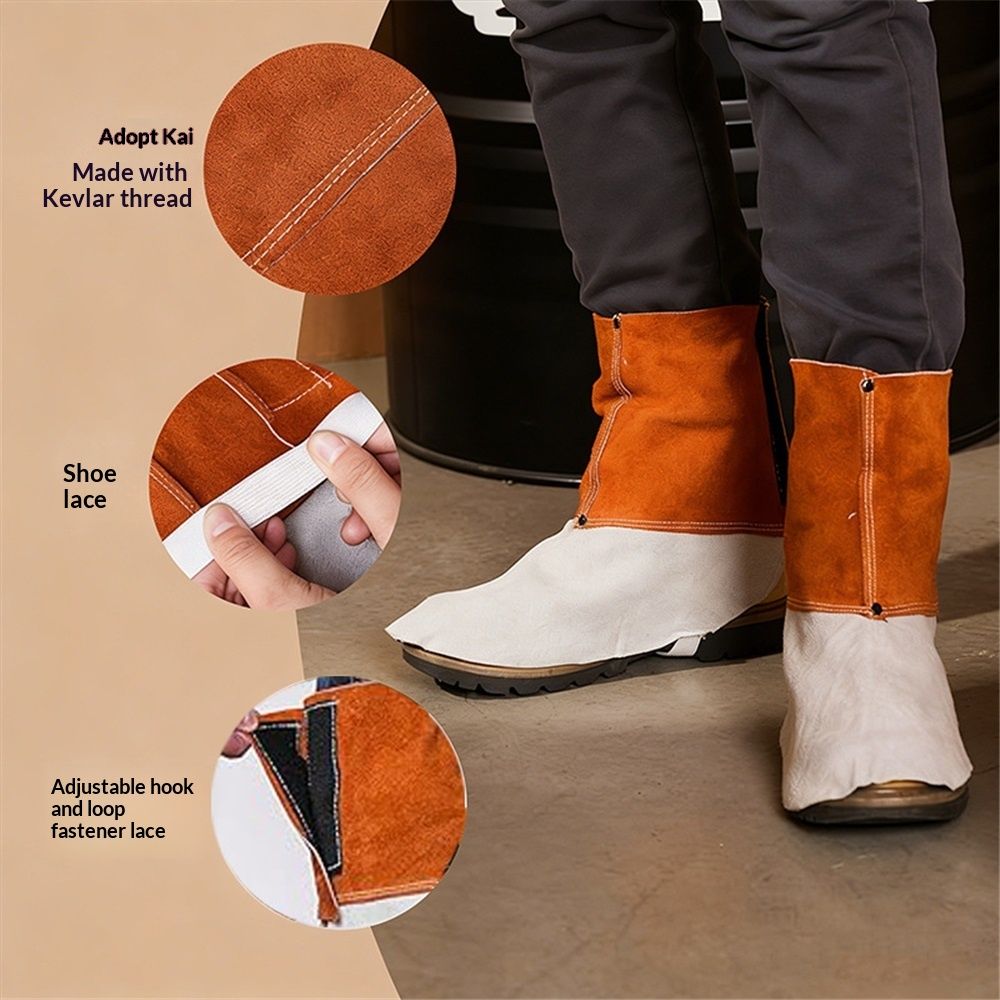 cowhide Welding Spats - Heat and Abrasion Resistant Welding Boot Covers view 3