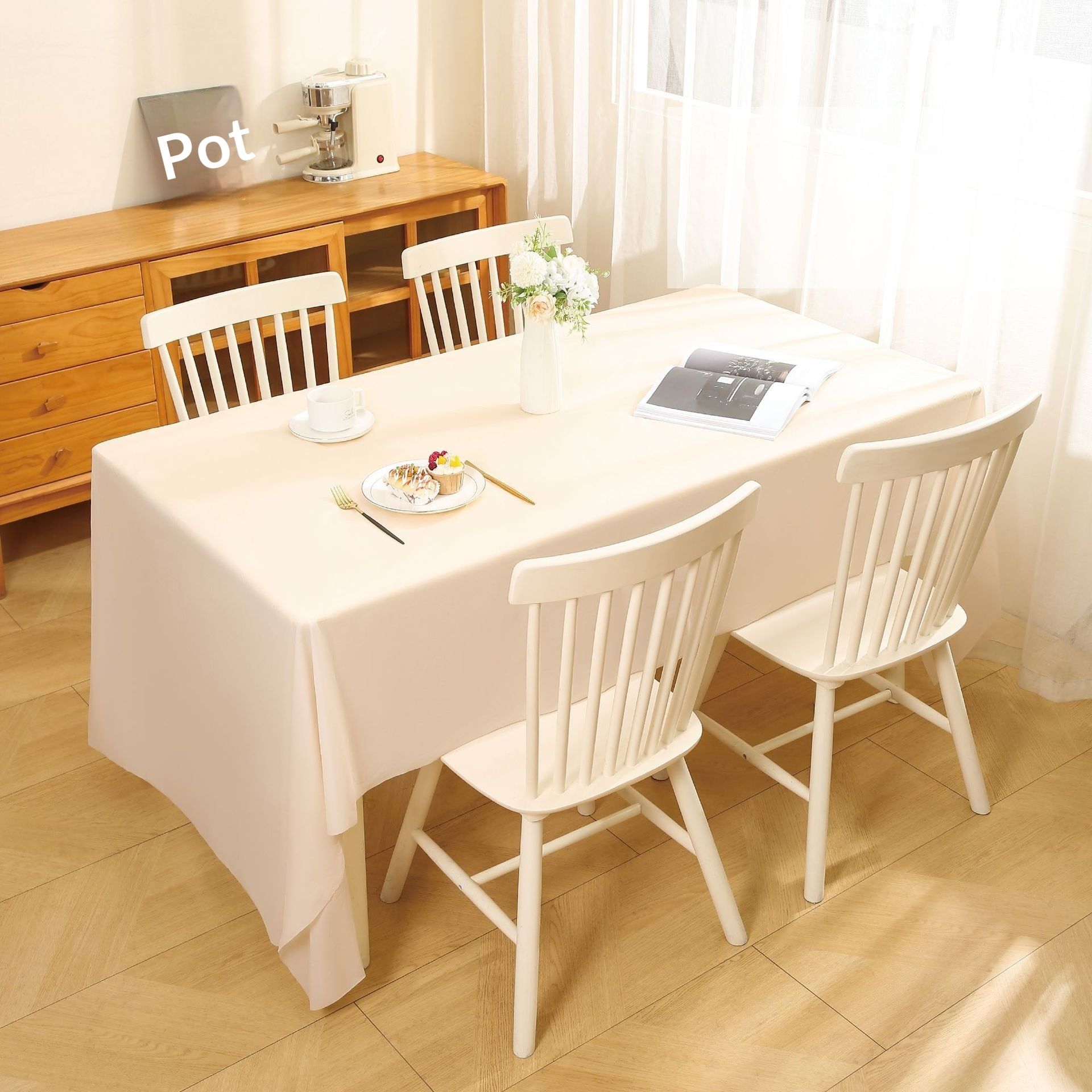 Waterproof, oil resistant, modern style tablecloth PEVA solid color dining view 2