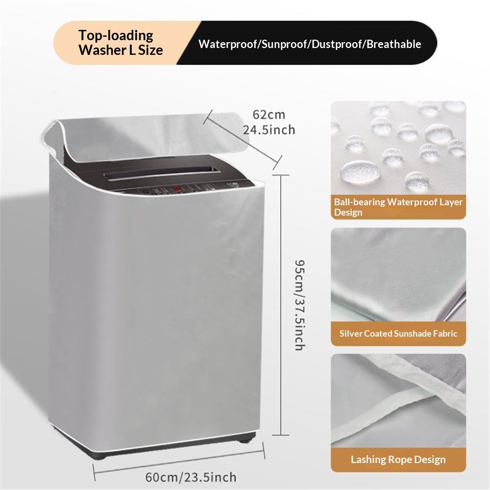 Washing Machine Cover Thickening Double-Side Silver Coated Fabric Waterproof view 5