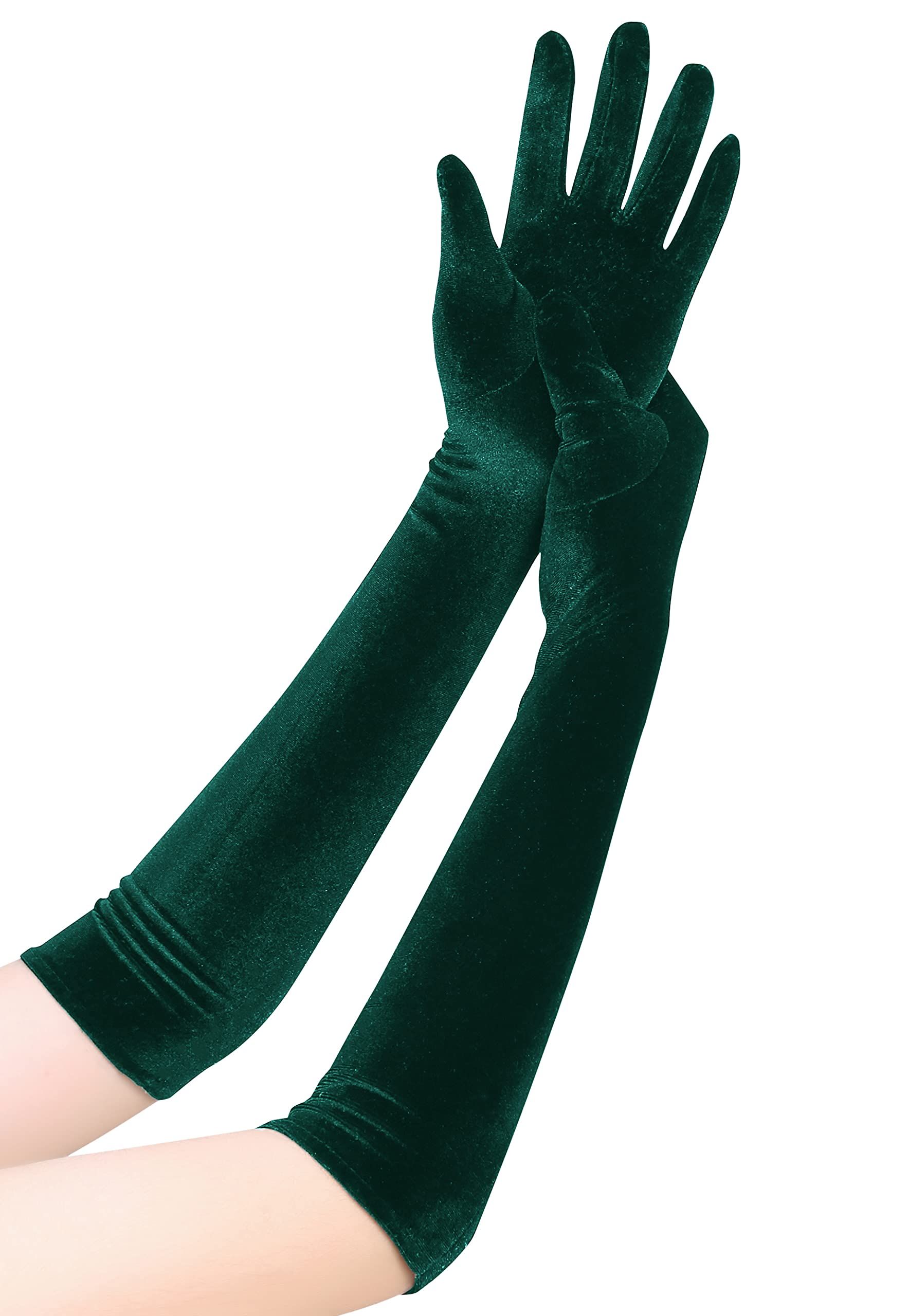 A pair of Long Opera Gloves for Women Velvet Gloves Stretchy Elbow Length