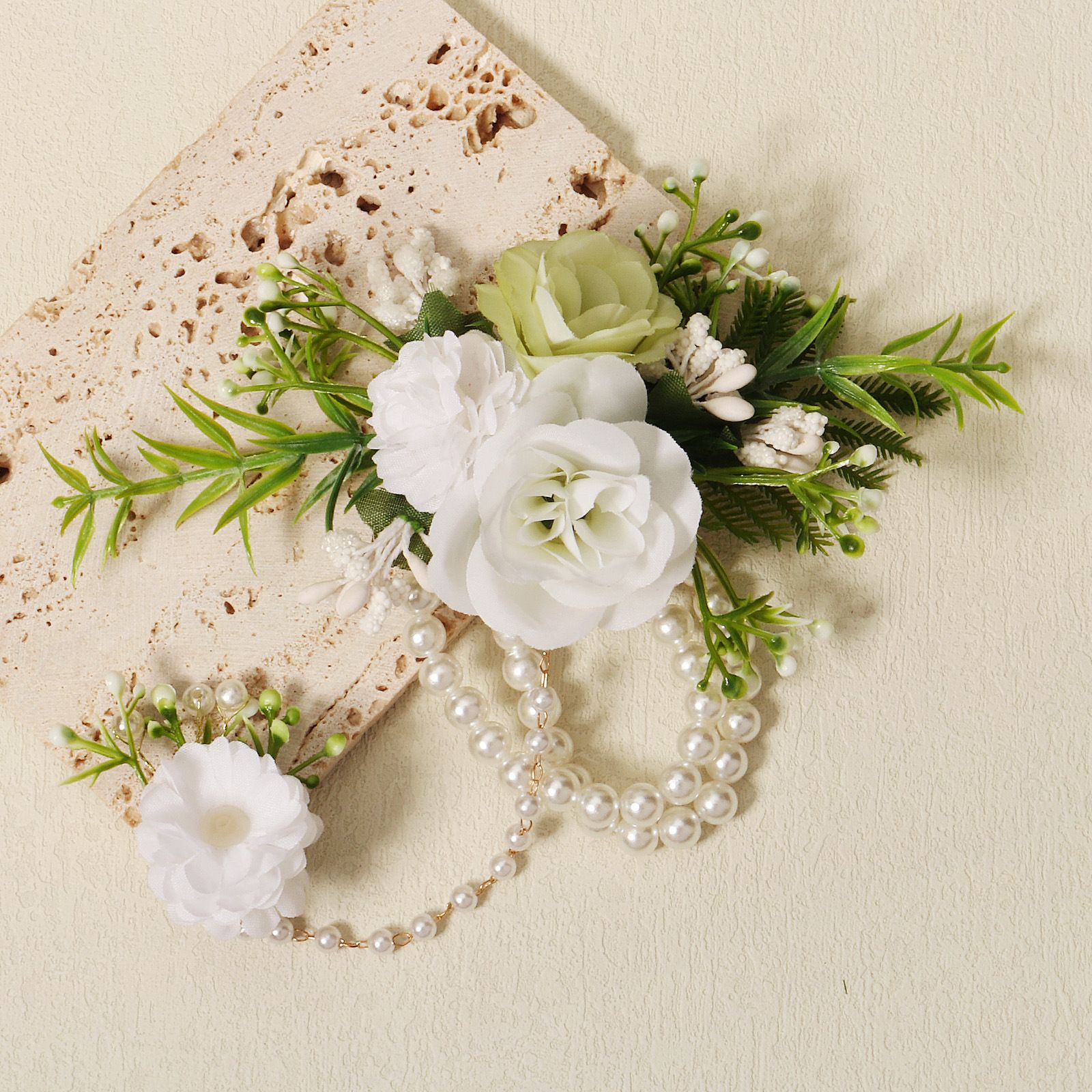 Flower Bust Bracelet - Ball Wedding Handmade Pearl White Women's Party Ball view 2