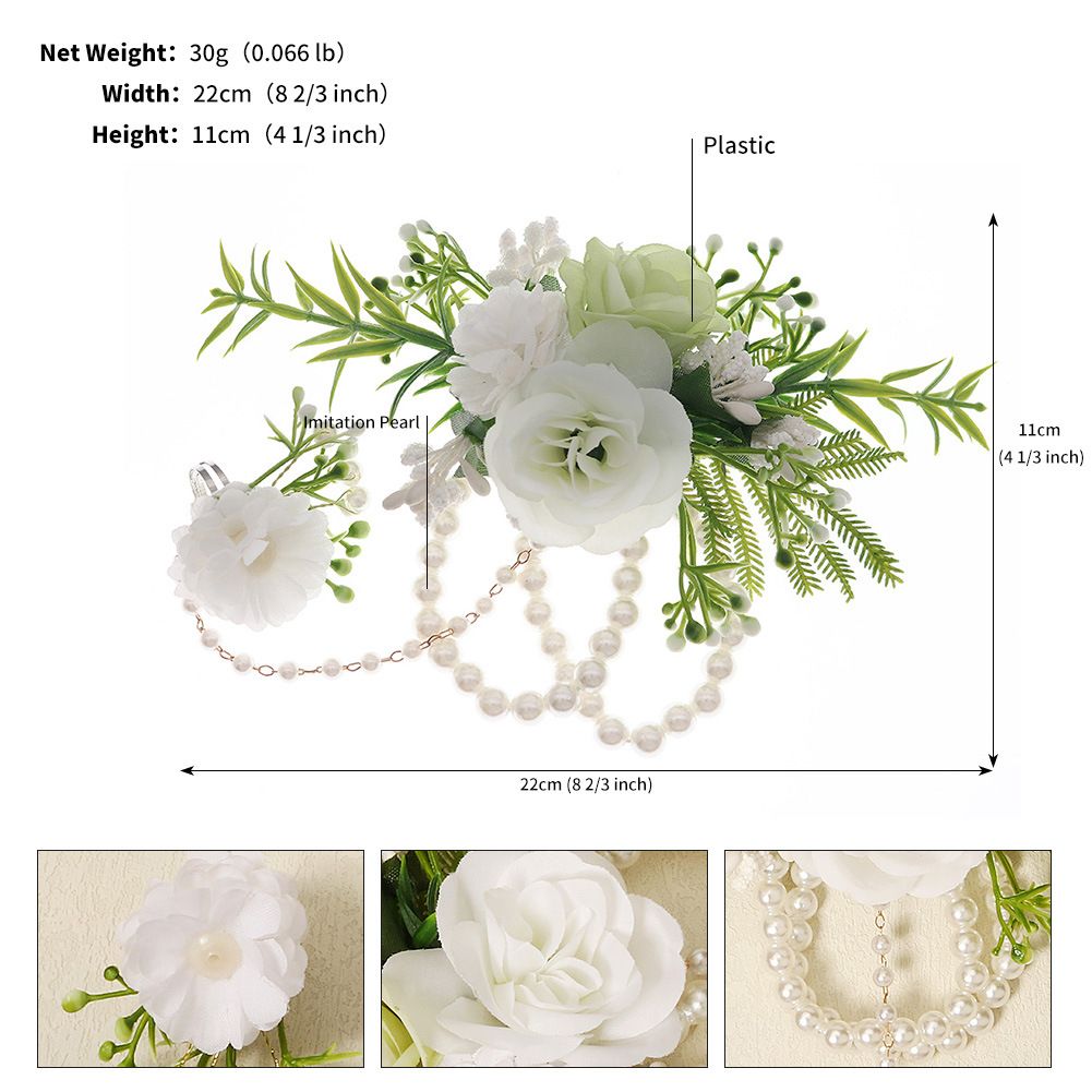 Flower Bust Bracelet - Ball Wedding Handmade Pearl White Women's Party Ball view 5