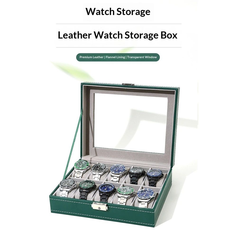 Watch Box, 10 Slot Mens Watch Case, Watch Storage Holder Organizer, Watch view 3