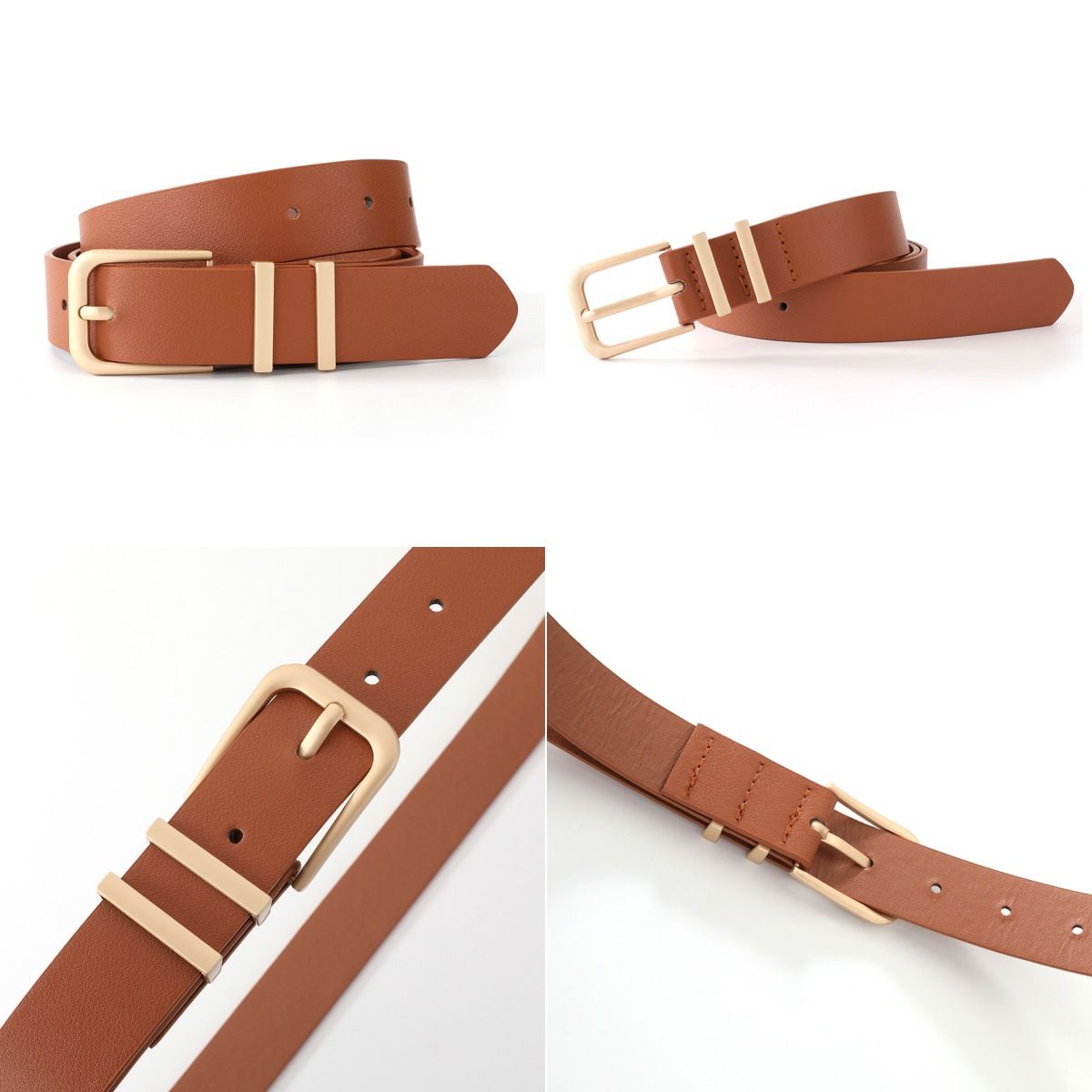 2 pack Women's Leather Belt for Jeans Pants Dresses Fashion Ladies Belt Square view 4