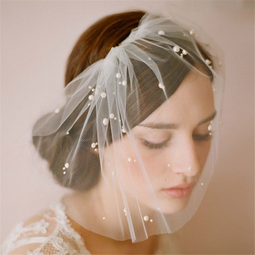 2 pack Bridal Veil with Comb Pearl Embroidered Flower Wedding Veil White view 4
