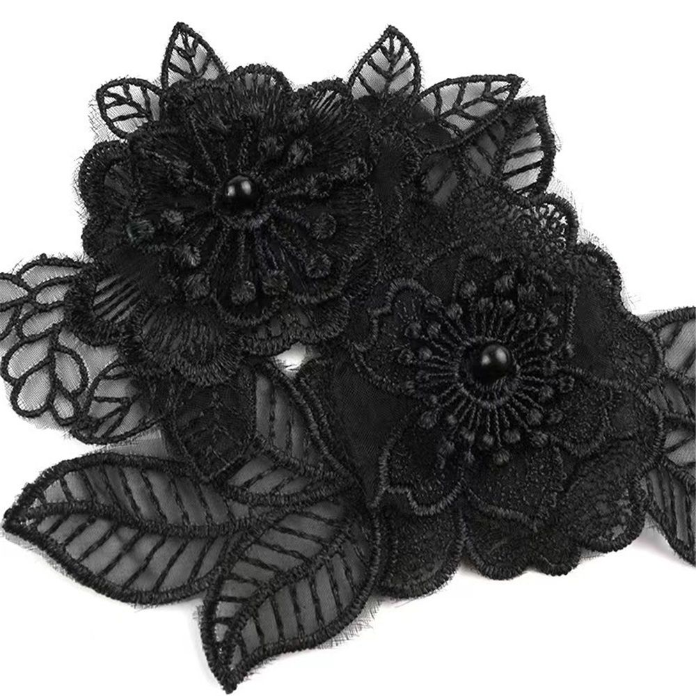 2 set Black Mixed Style Embroidery Lace Flower and Patches Appliques DIY view 2