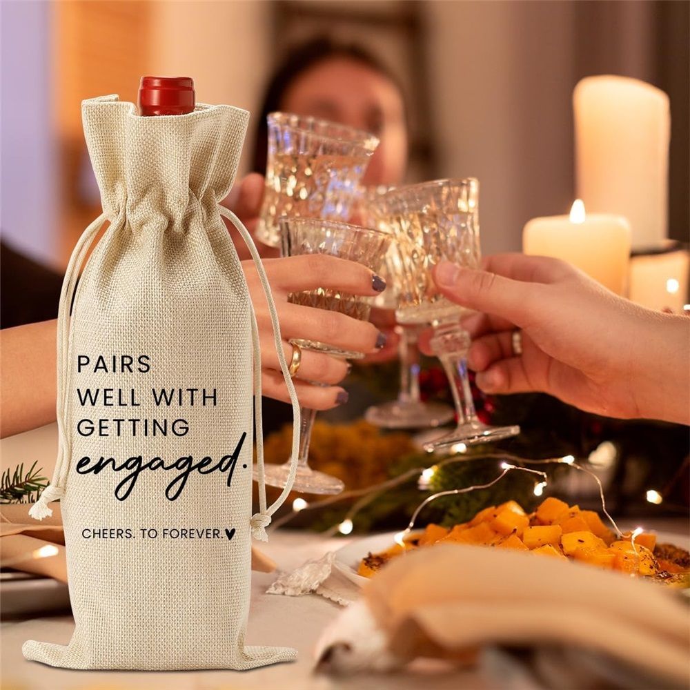 2 pack Engagement Wine Bag|Gift for Couples|Bride Gift|Wine Bag for Getting view 2