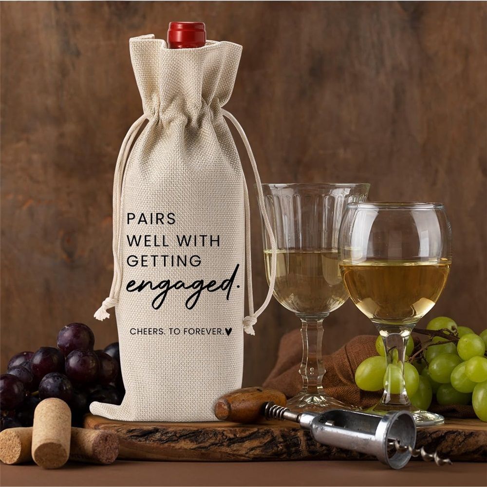 2 pack Engagement Wine Bag|Gift for Couples|Bride Gift|Wine Bag for Getting view 4