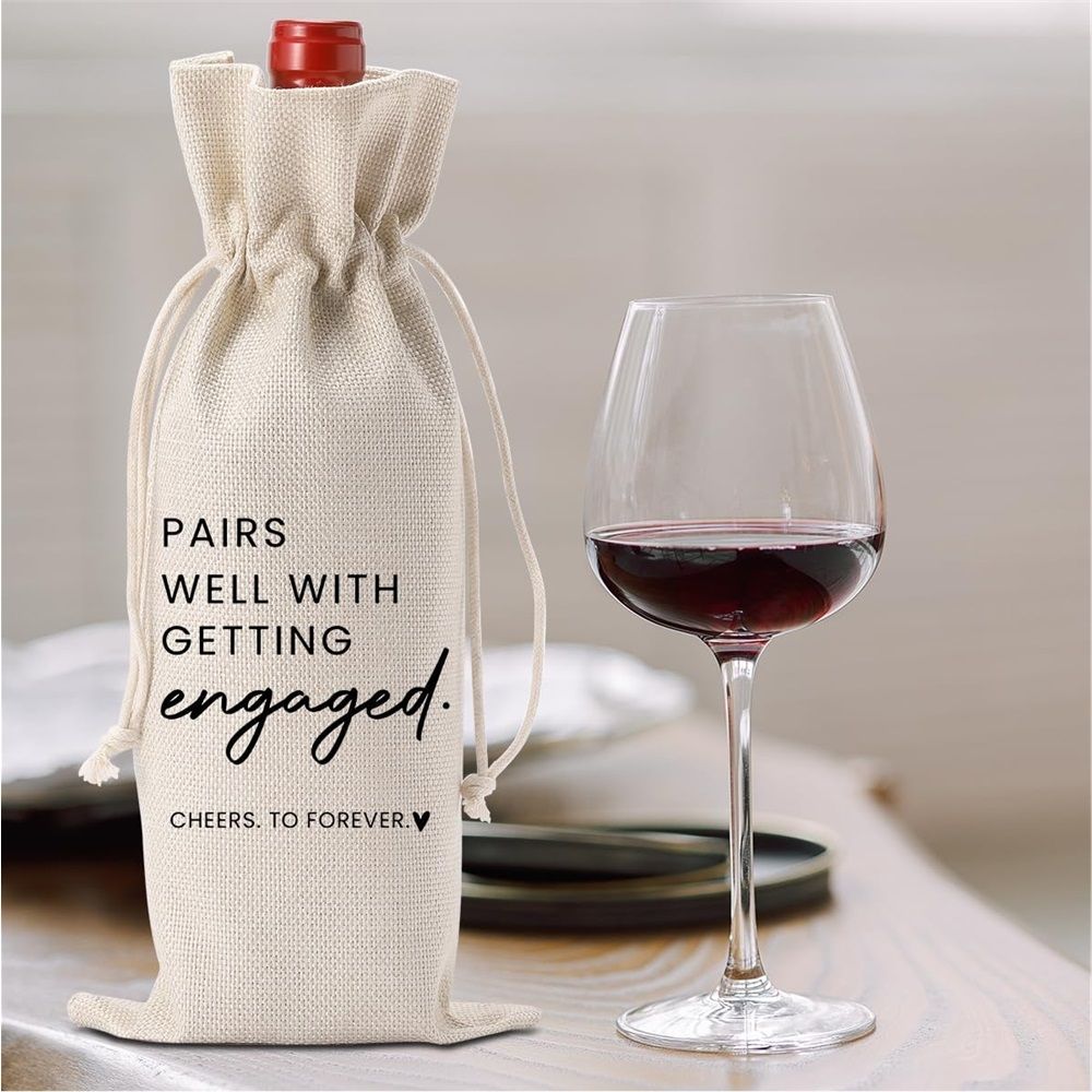 2 pack Engagement Wine Bag|Gift for Couples|Bride Gift|Wine Bag for Getting view 5