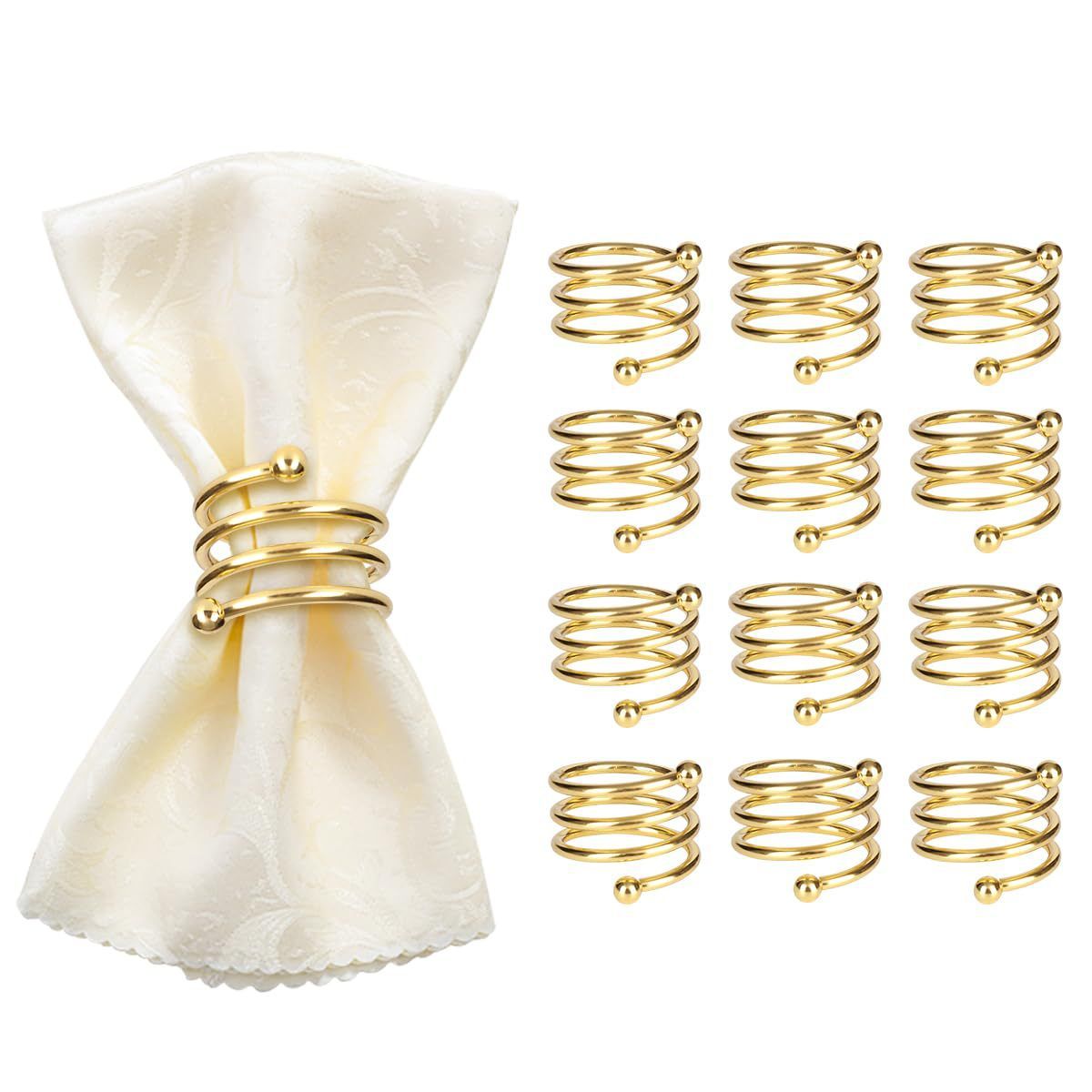 Satin Cloth Napkins and Napkin Rings Set of 12