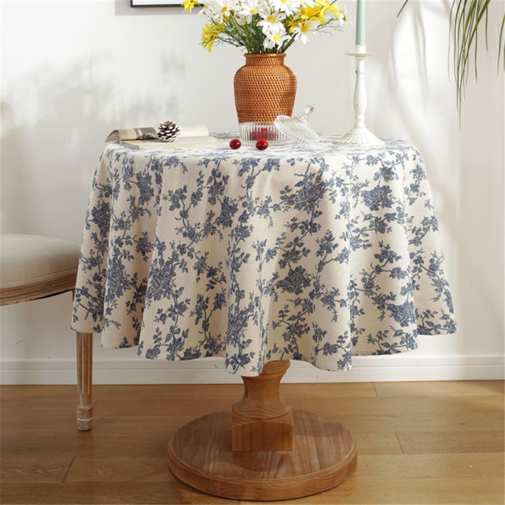 Cotton Vintage Round Tablecloth Floral Pastoral Table Cloth Washable Table view 2