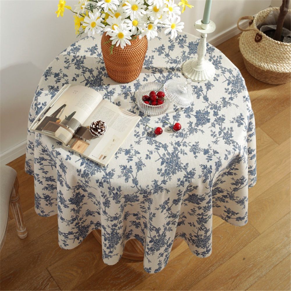 Cotton Vintage Round Tablecloth Floral Pastoral Table Cloth Washable Table view 3