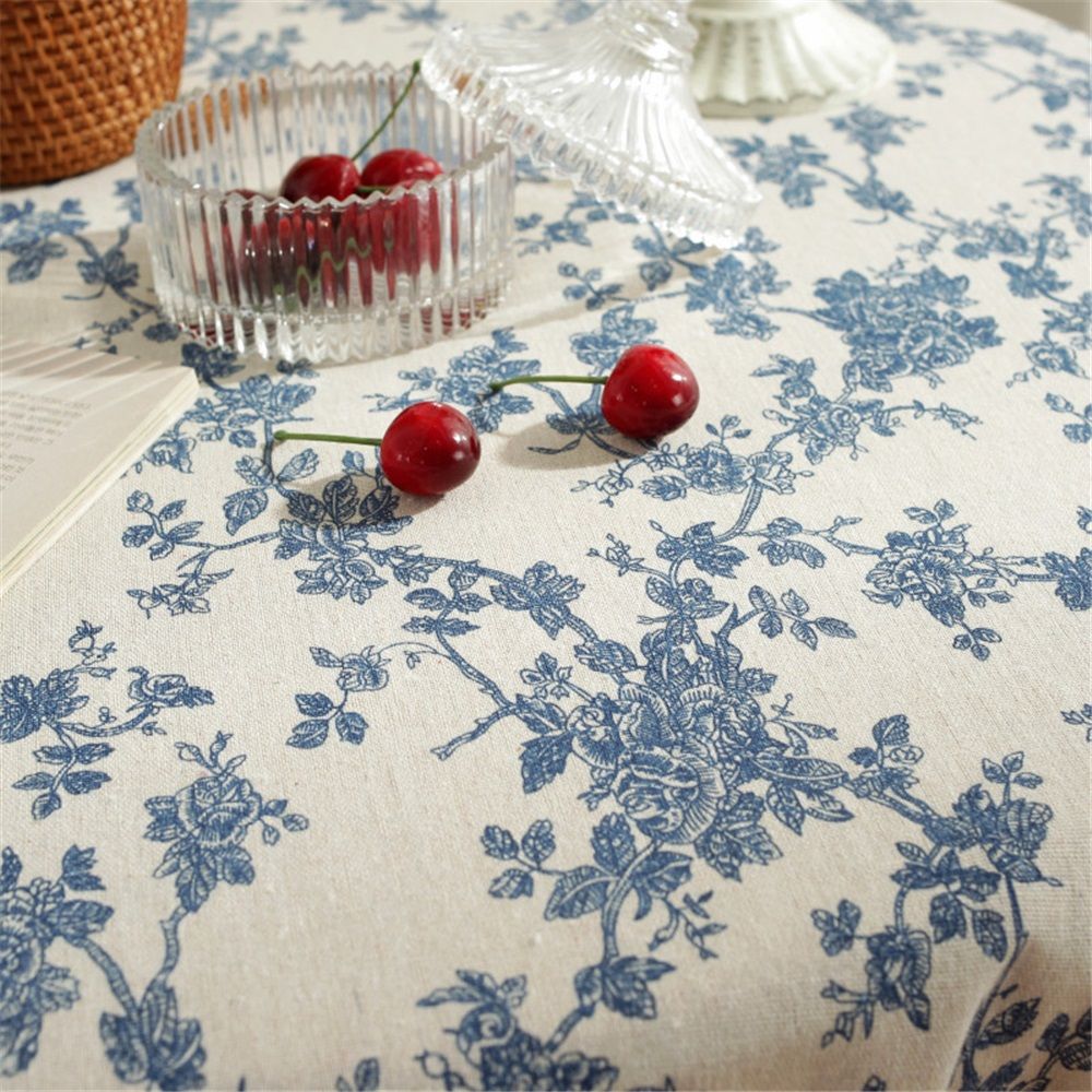 Cotton Vintage Round Tablecloth Floral Pastoral Table Cloth Washable Table view 5