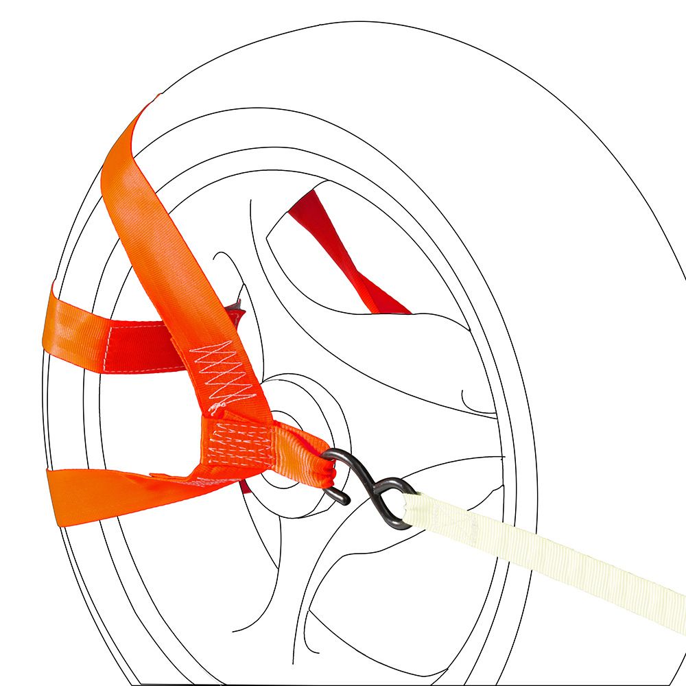 Universal Motorcycle Rear Wheel Tie down Strap in Orange view 3
