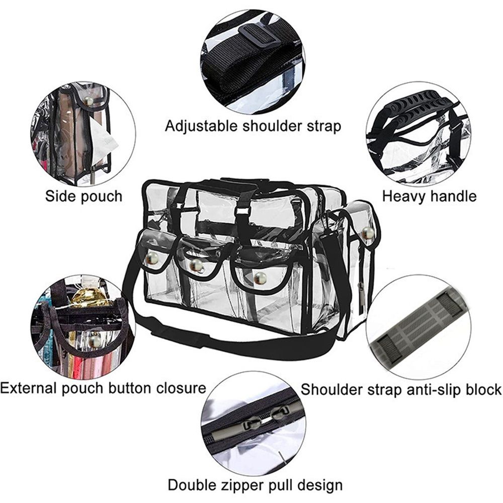 Wide Open Large Professional Clear PVC Travel Makeup Artist Set Bag Cosmetic view 2