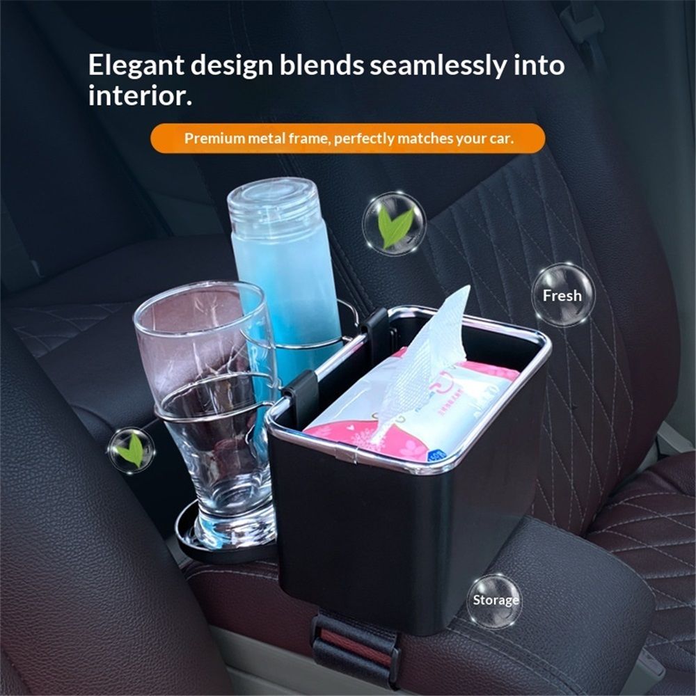 Car Armrest Storage Box with 2 Cup Holders - New Between Car Seat Organizer view 3