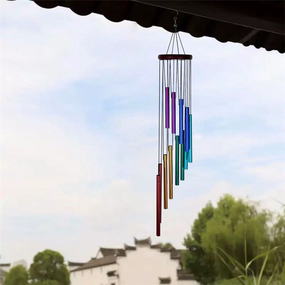 2 pack Outdoor Colorful Wind Chimes for Outside with 12 Aluminum Tubes for view 2