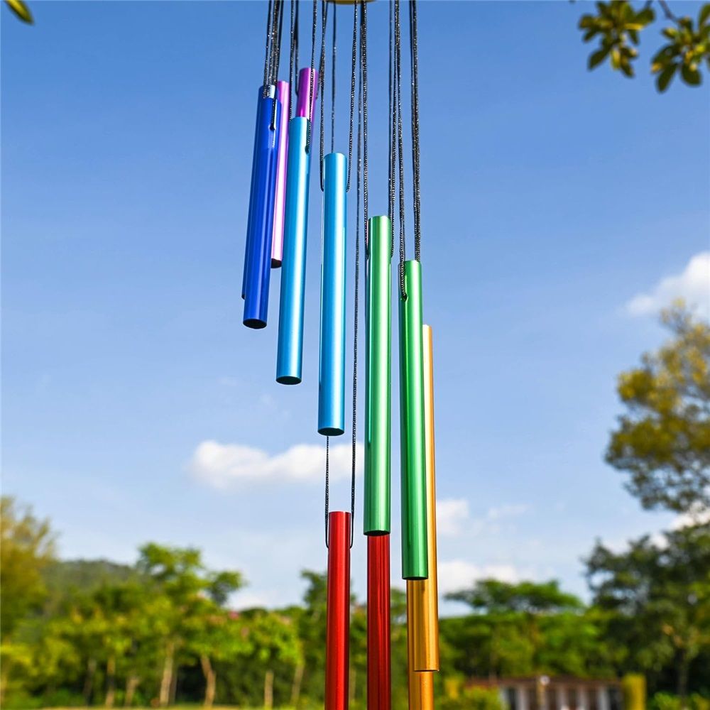 2 pack Outdoor Colorful Wind Chimes for Outside with 12 Aluminum Tubes for view 5