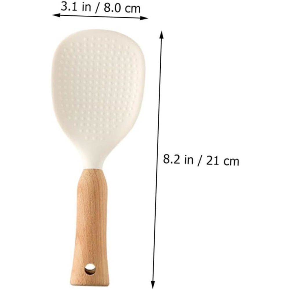 2 Pcs Standing Silicone Rice Spoon Paddle with Wood Handle view 4