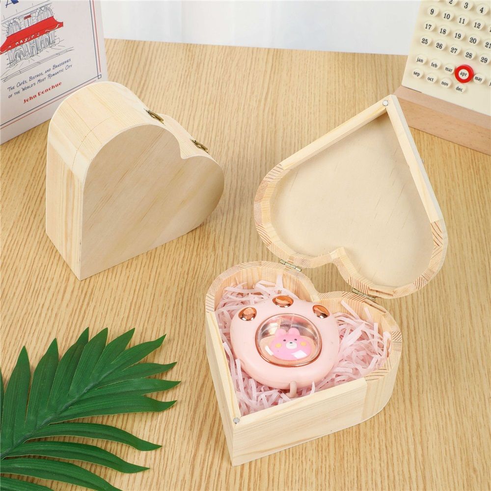 2 pack Heart-Shaped Unfinished Wooden Box Natural Pine Wood DIY Craft Wooden view 2