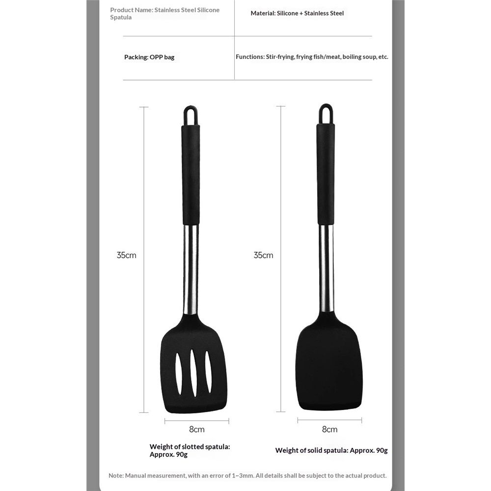 Pack of 2 Silicone Solid Non Stick Slotted Kitchen Spatulas view 4