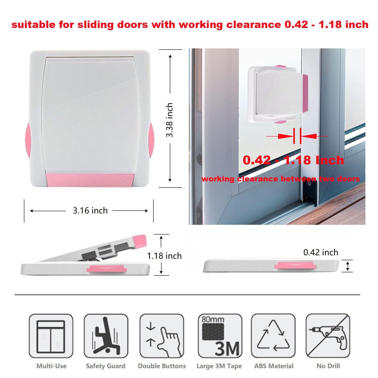 Sliding Door Lock, 4 Pack Child Safety Sliding Glass Door Lock for Sliding view 2