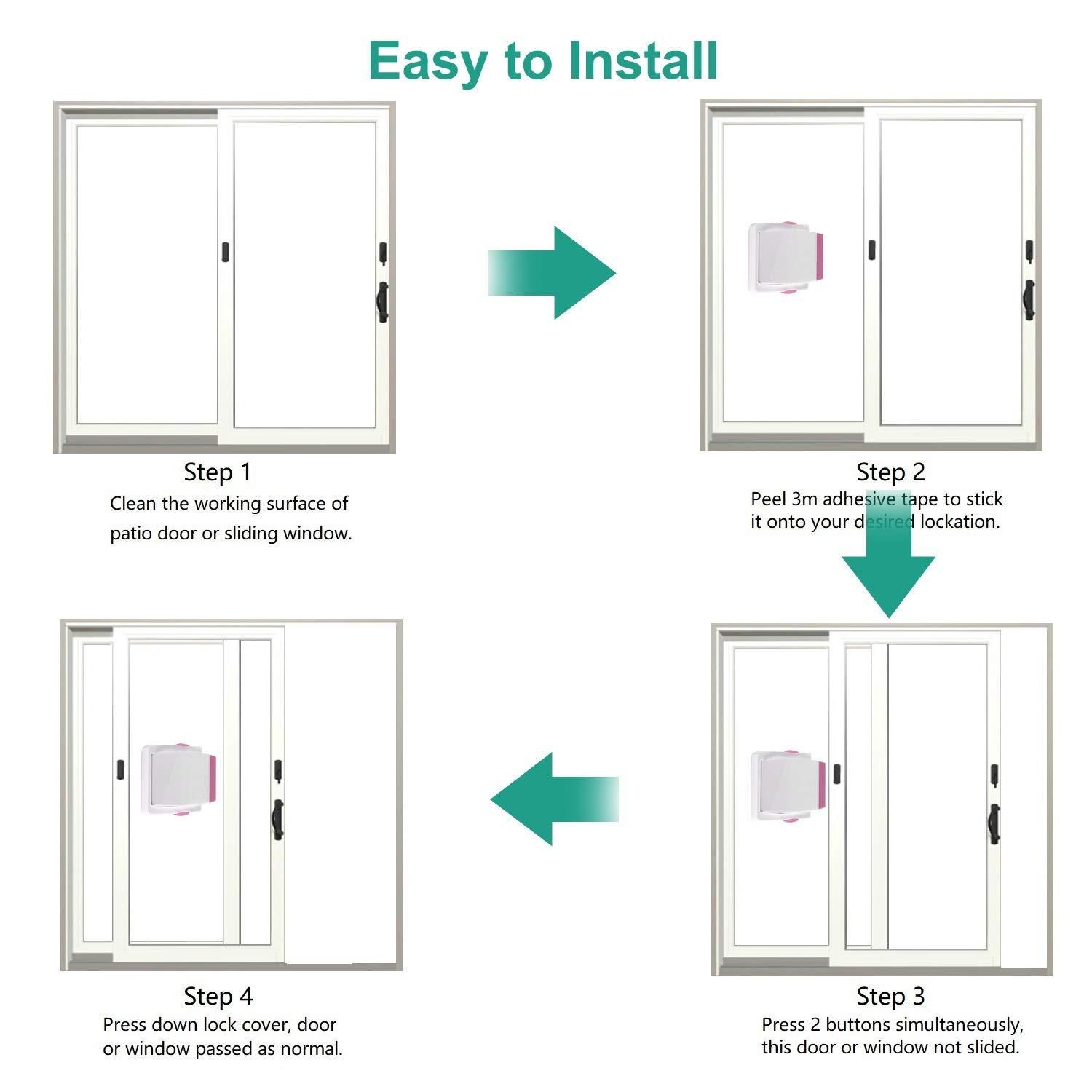Sliding Door Lock, 4 Pack Child Safety Sliding Glass Door Lock for Sliding view 5
